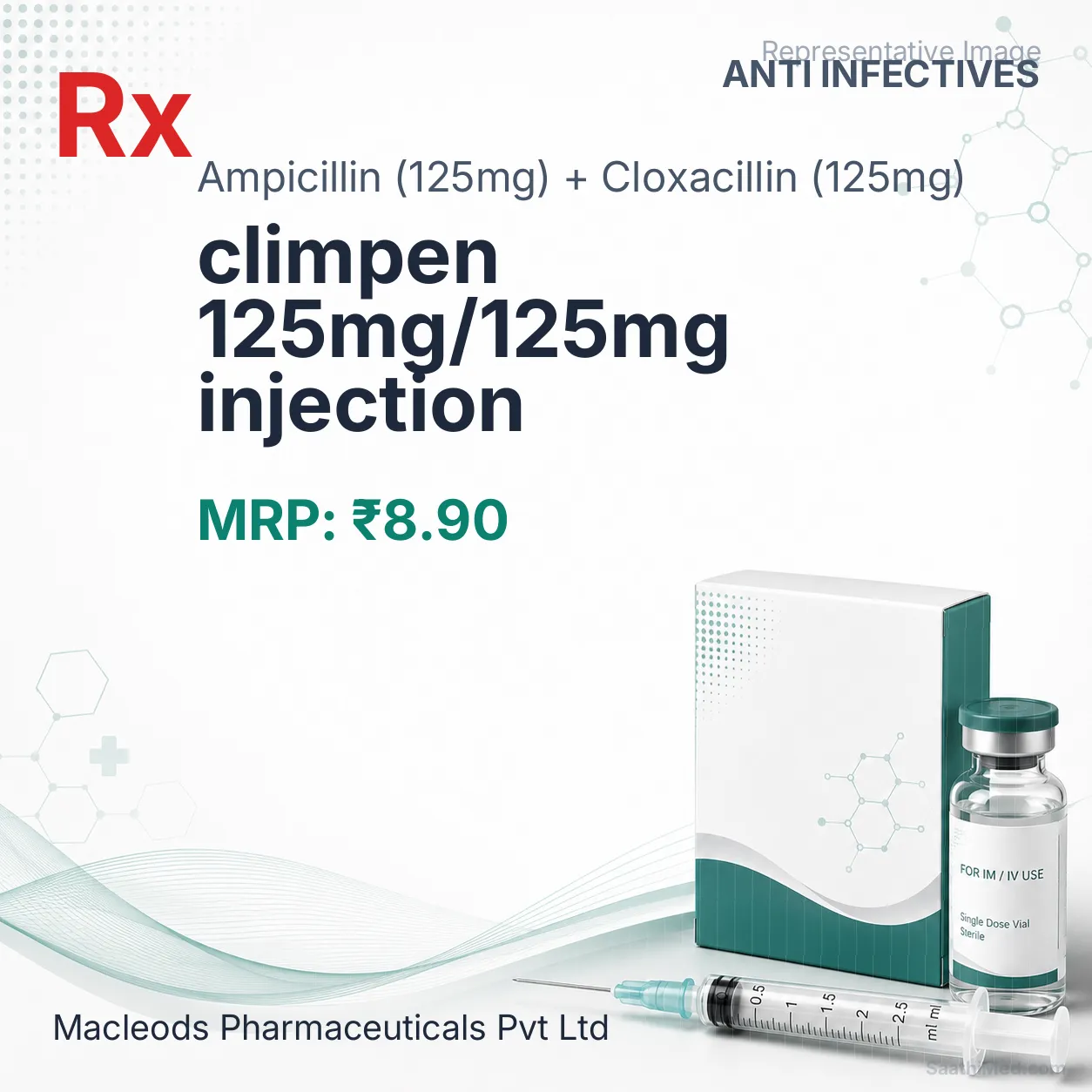 climpen 125mg/125mg injection Allopathy (Ampicillin (125mg)) - Uses in Hindi, Side Effects, Substitutes & Price in India