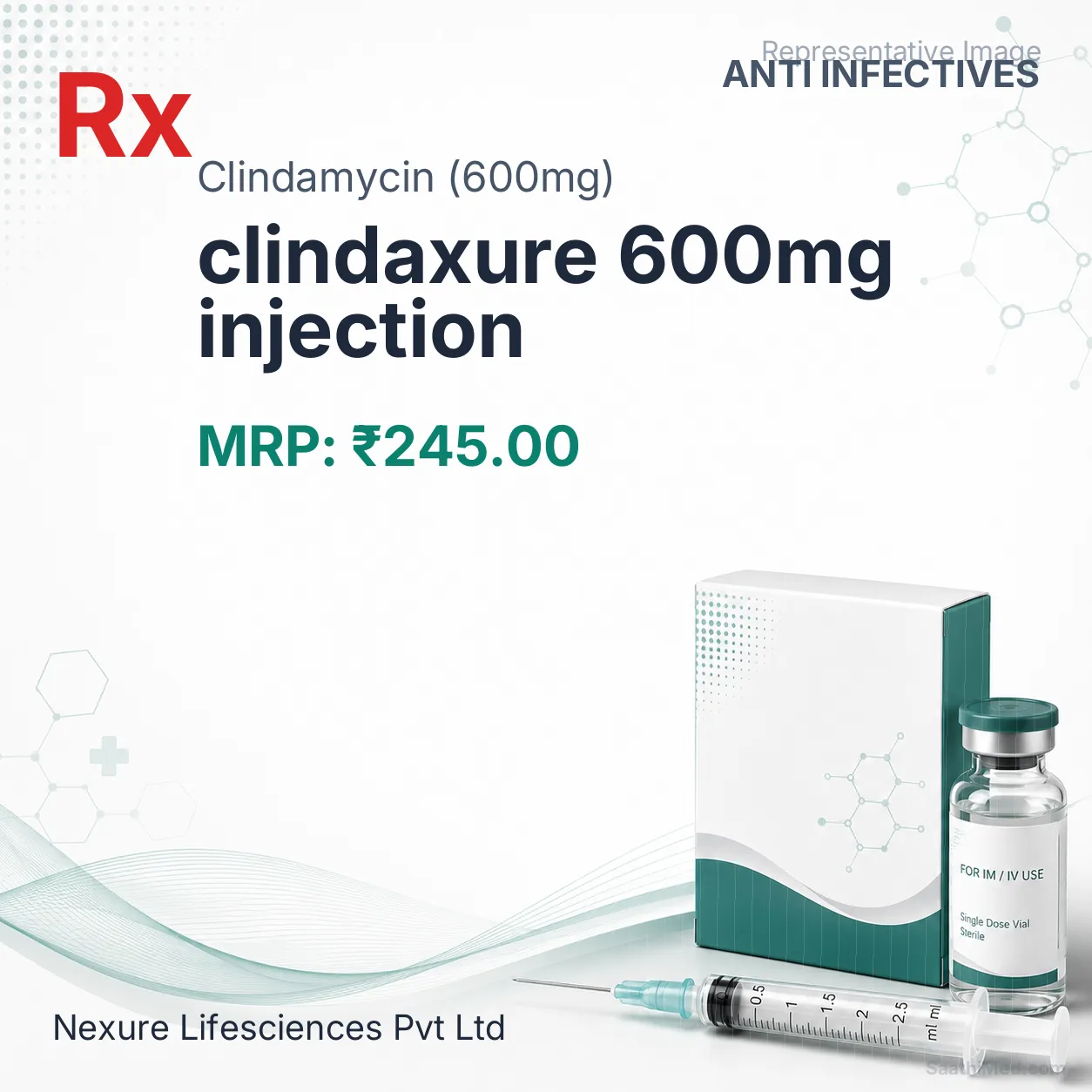 clindaxure 600mg injection Allopathy (Clindamycin (600mg)) - Uses in Hindi, Side Effects, Substitutes & Price in India