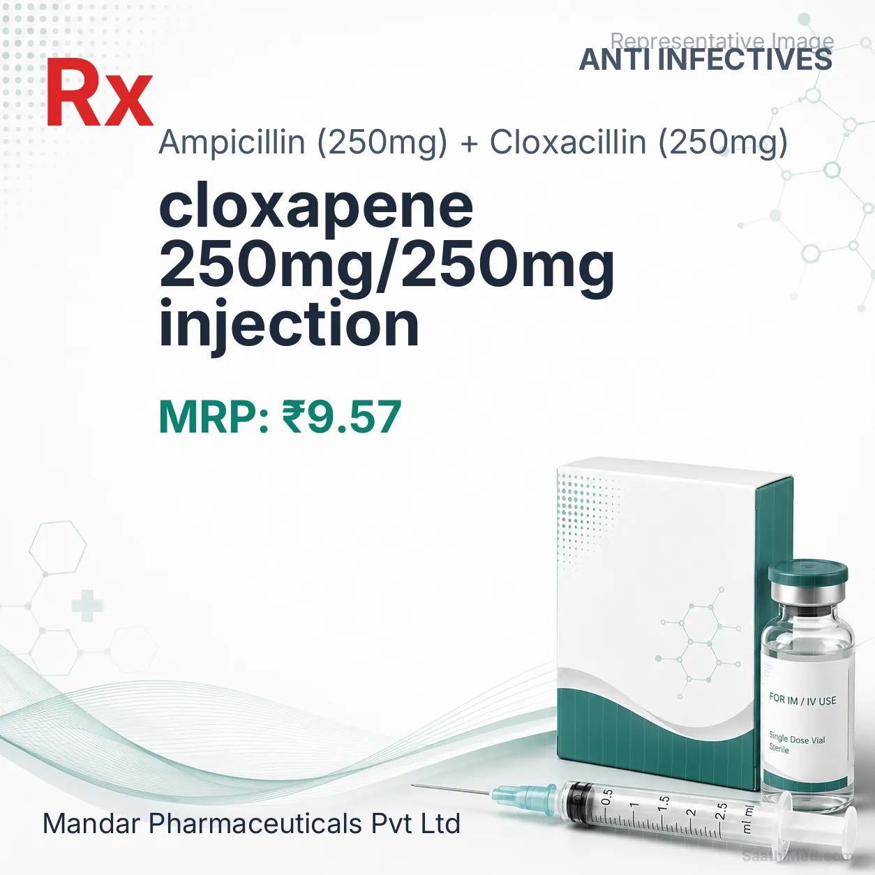 cloxapene 250mg/250mg injection Allopathy (Ampicillin (250mg)) - Uses in Hindi, Side Effects, Substitutes & Price in India