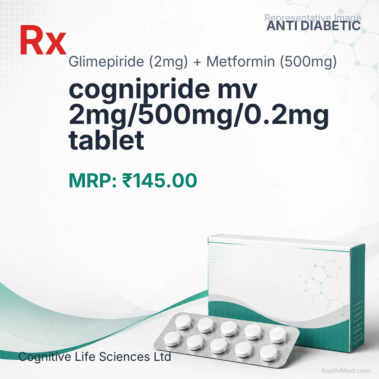 cognipride mv 2mg/500mg/0.2mg tablet Allopathy (Glimepiride (2mg)) - Uses in Hindi, Side Effects, Substitutes & Price in India