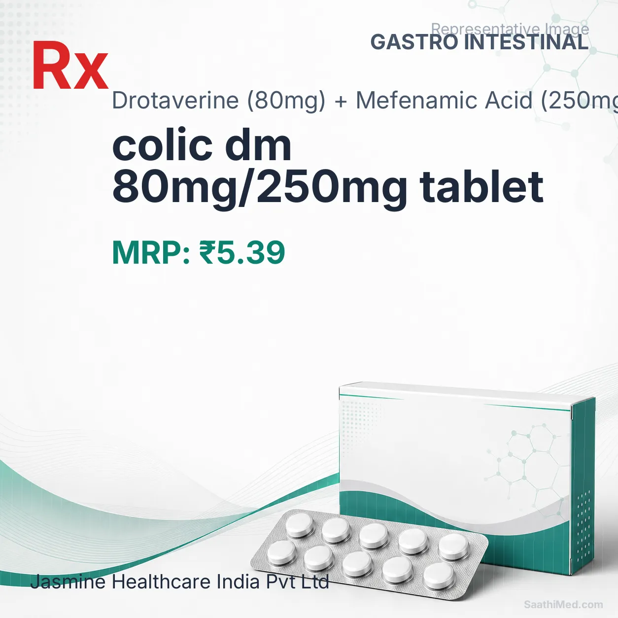 colic dm 80mg/250mg tablet Allopathy (Drotaverine (80mg)) - Uses in Hindi, Side Effects, Substitutes & Price in India
