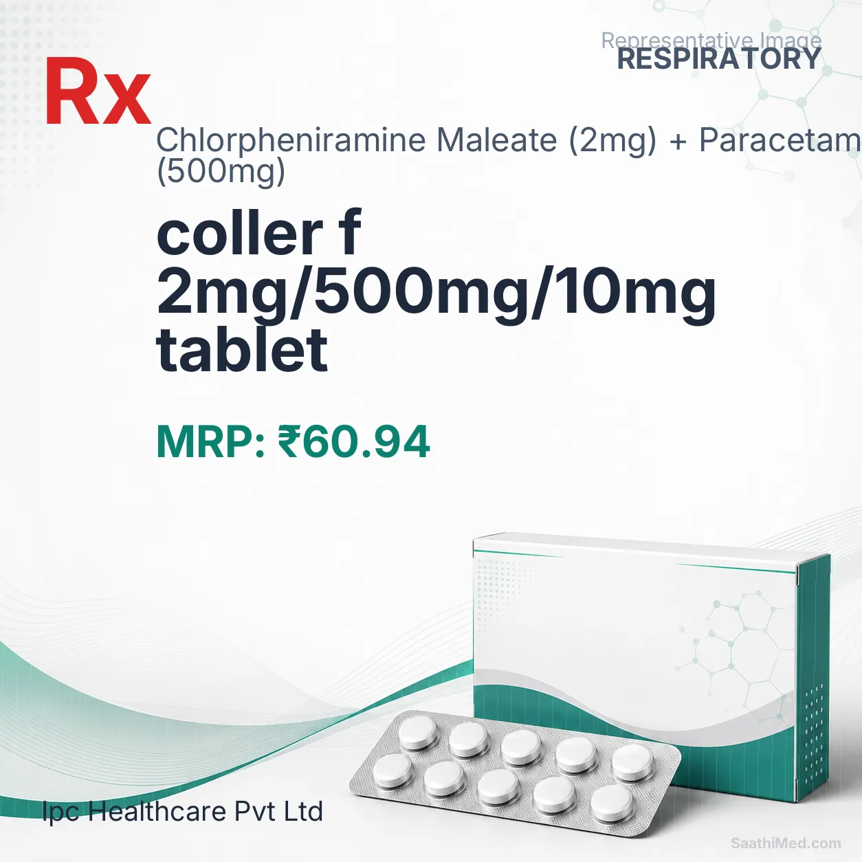 coller f 2mg/500mg/10mg tablet Allopathy (Chlorpheniramine Maleate (2mg)) - Uses in Hindi, Side Effects, Substitutes & Price in India