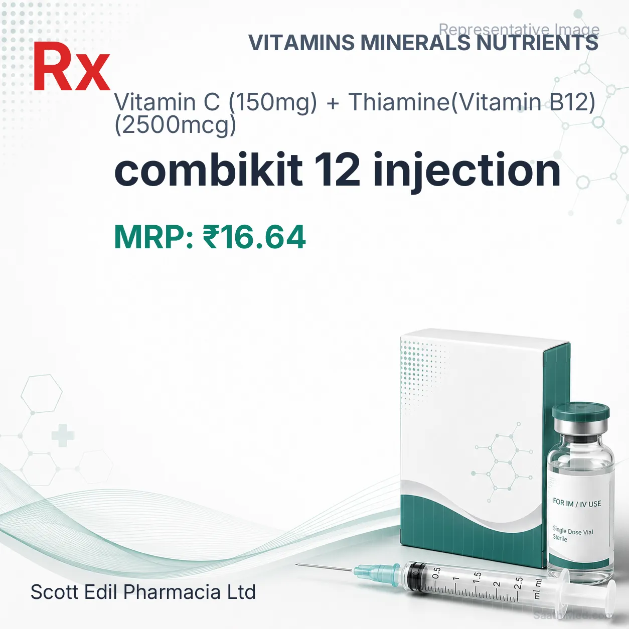 combikit 12 injection Allopathy (Vitamin C (150mg)) - Uses in Hindi, Side Effects, Substitutes & Price in India
