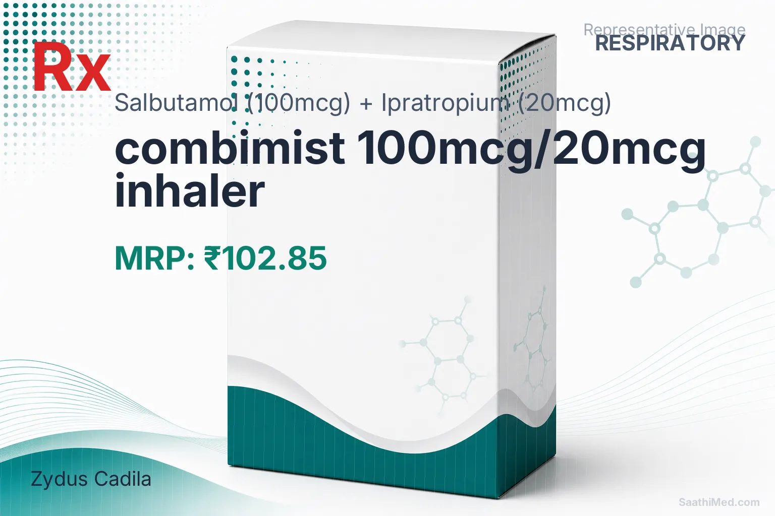 combimist 100mcg/20mcg inhaler Allopathy (Salbutamol (100mcg)) - Uses in Hindi, Side Effects, Substitutes & Price in India