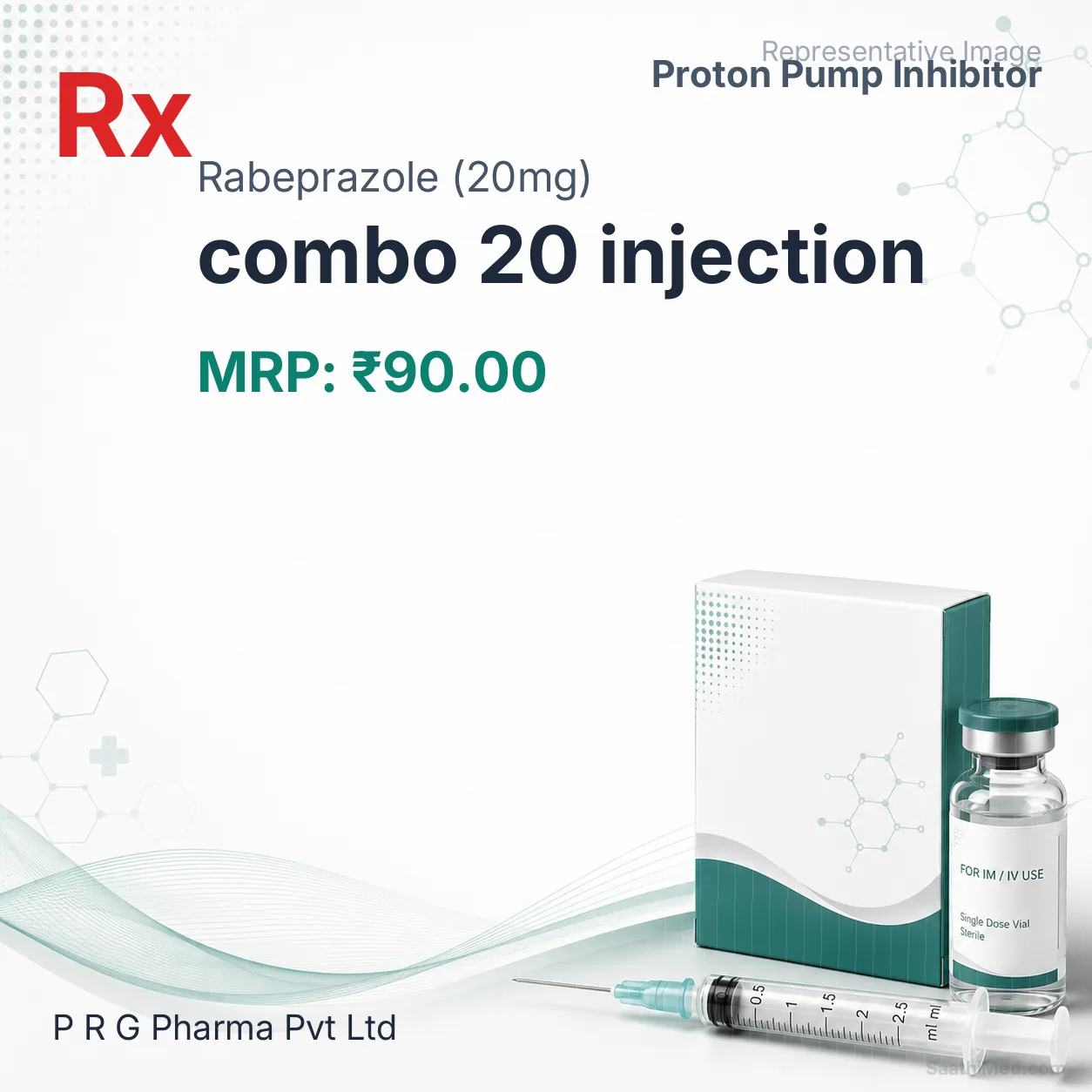 combo 20 injection Allopathy (Rabeprazole (20mg)) - Uses in Hindi, Side Effects, Substitutes & Price in India