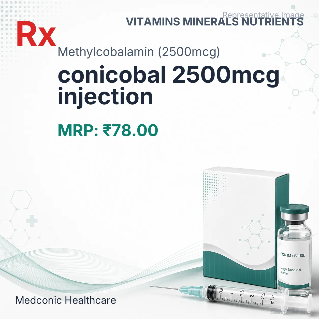conicobal 2500mcg injection Allopathy (Methylcobalamin (2500mcg)) - Uses in Hindi, Side Effects, Substitutes & Price in India