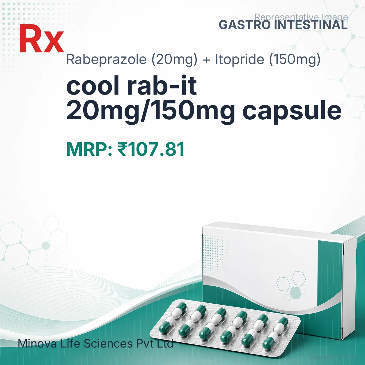 cool rab-it 20mg/150mg capsule Allopathy (Rabeprazole (20mg)) - Uses in Hindi, Side Effects, Substitutes & Price in India