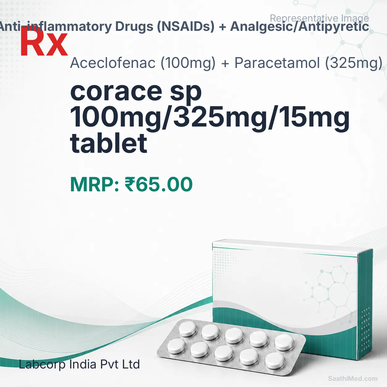 corace sp 100mg/325mg/15mg tablet Allopathy (Aceclofenac (100mg)) - Uses in Hindi, Side Effects, Substitutes & Price in India