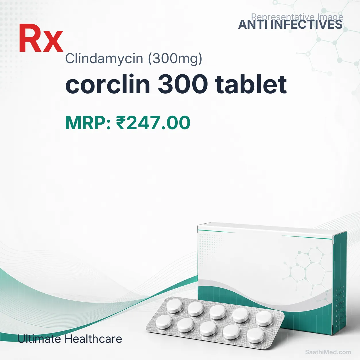 corclin 300 tablet Allopathy (Clindamycin (300mg)) - Uses in Hindi, Side Effects, Substitutes & Price in India