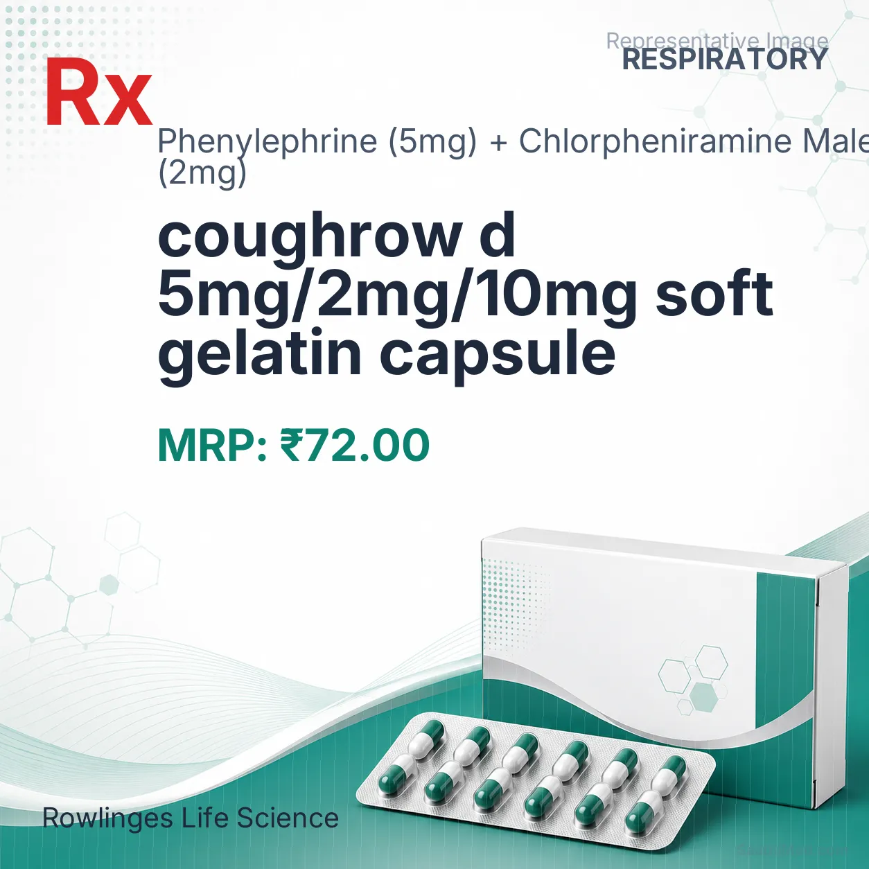 coughrow d 5mg/2mg/10mg soft gelatin capsule Allopathy (Phenylephrine (5mg)) - Uses in Hindi, Side Effects, Substitutes & Price in India