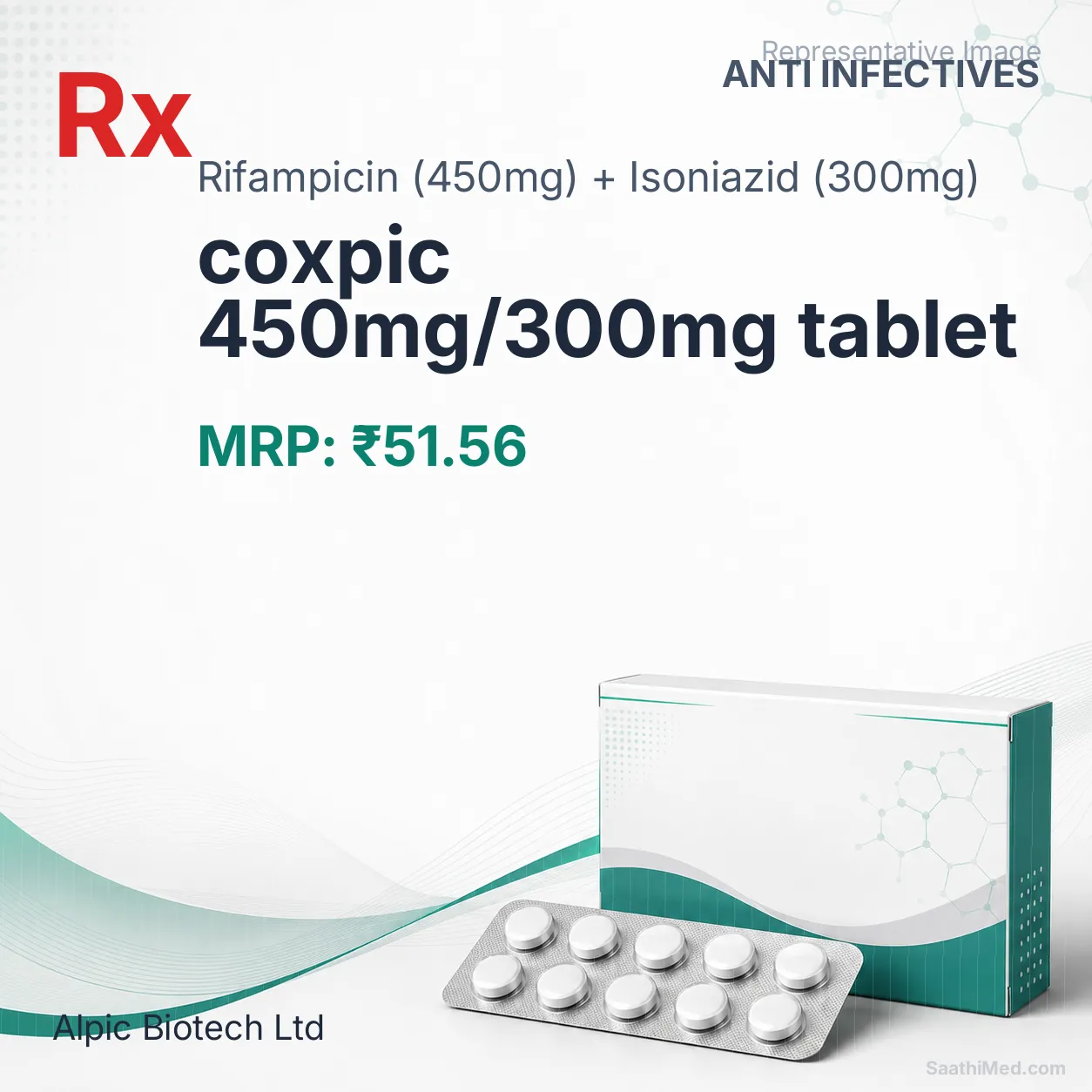 coxpic 450mg/300mg tablet Allopathy (Rifampicin (450mg)) - Uses in Hindi, Side Effects, Substitutes & Price in India