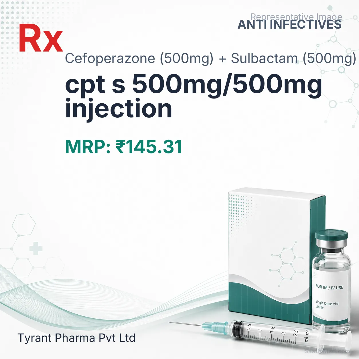 cpt s 500mg/500mg injection Allopathy (Cefoperazone (500mg)) - Uses in Hindi, Side Effects, Substitutes & Price in India