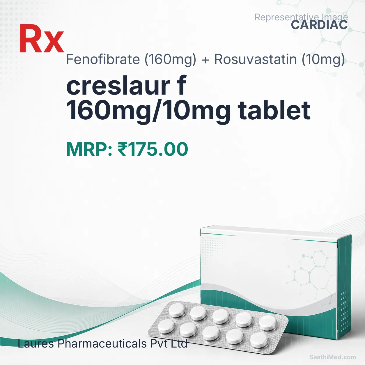 creslaur f 160mg/10mg tablet Allopathy (Fenofibrate (160mg)) - Uses in Hindi, Side Effects, Substitutes & Price in India