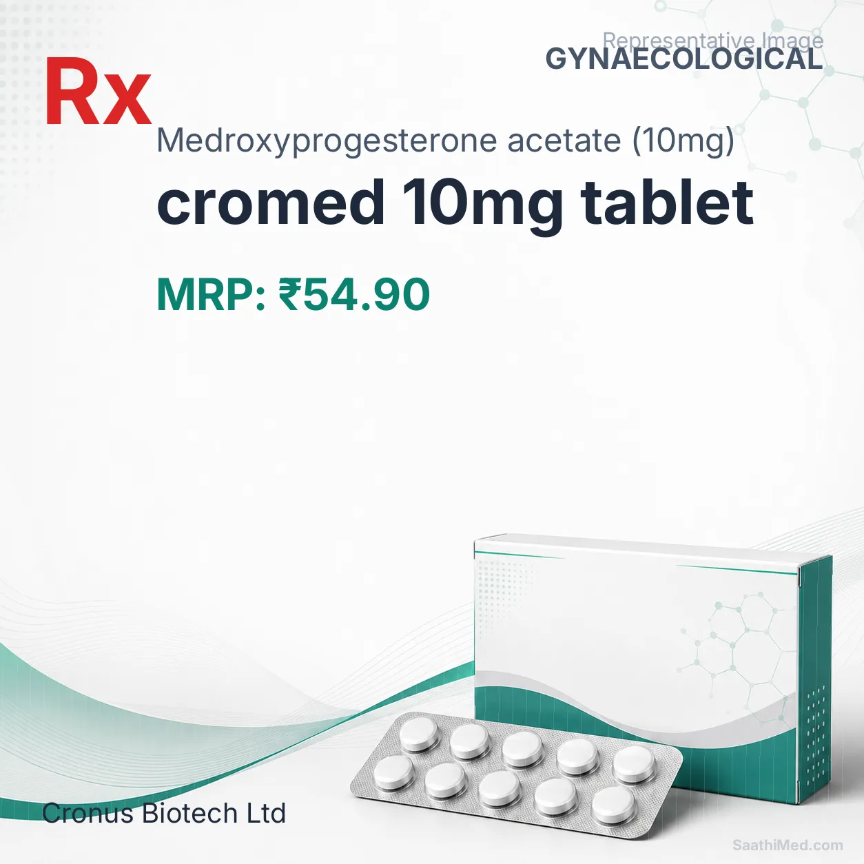 cromed 10mg tablet Allopathy (Medroxyprogesterone acetate (10mg)) - Uses in Hindi, Side Effects, Substitutes & Price in India