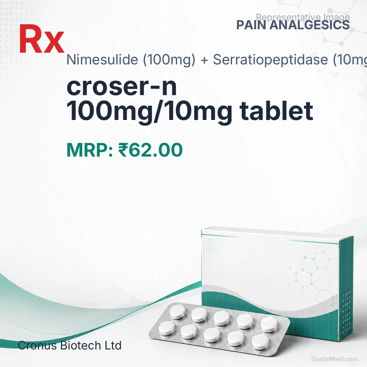 croser-n 100mg/10mg tablet Allopathy (Nimesulide (100mg)) - Uses in Hindi, Side Effects, Substitutes & Price in India