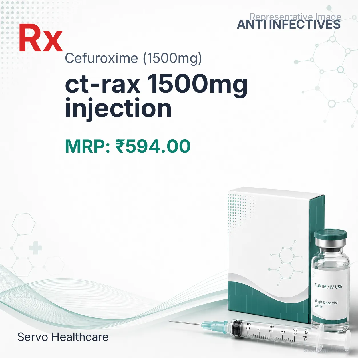 ct-rax 1500mg injection Allopathy (Cefuroxime (1500mg)) - Uses in Hindi, Side Effects, Substitutes & Price in India