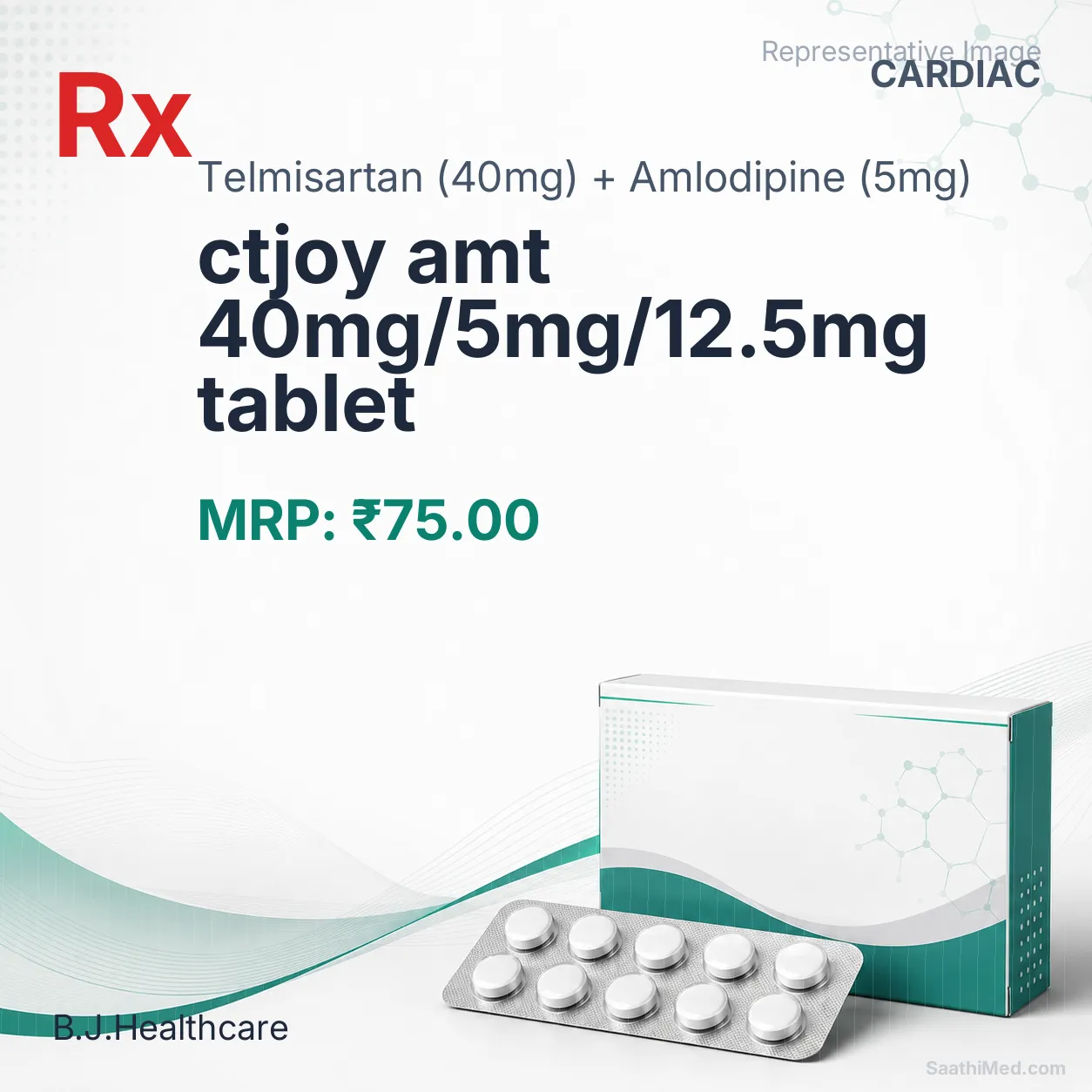 ctjoy amt 40mg/5mg/12.5mg tablet Allopathy (Telmisartan (40mg)) - Uses in Hindi, Side Effects, Substitutes & Price in India
