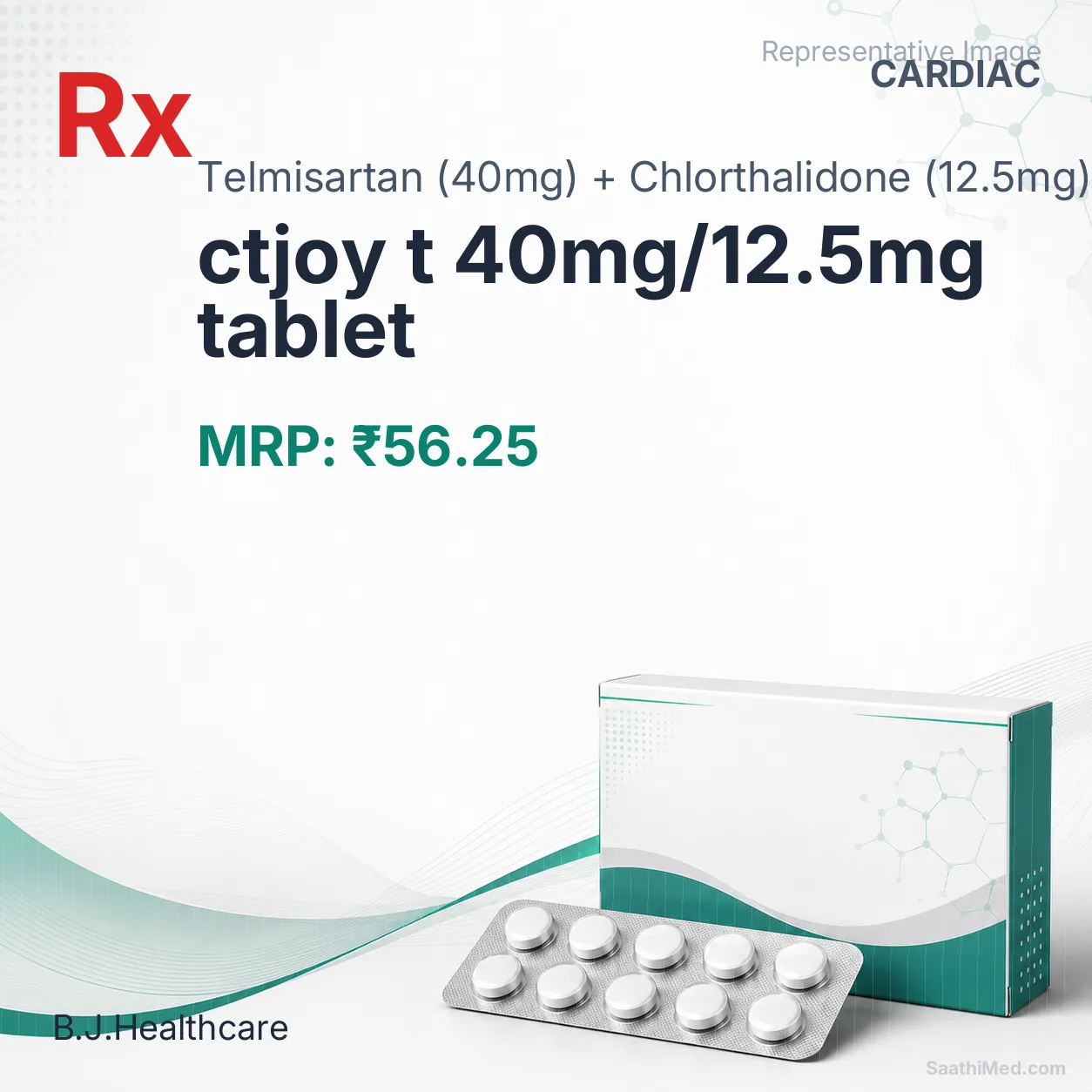 ctjoy t 40mg/12.5mg tablet Allopathy (Telmisartan (40mg)) - Uses in Hindi, Side Effects, Substitutes & Price in India