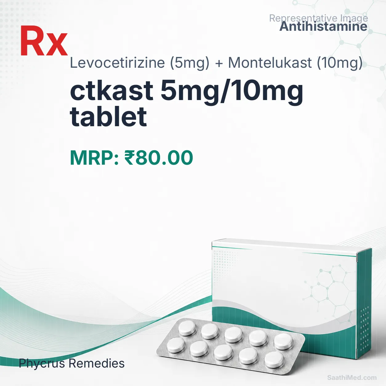 ctkast 5mg/10mg tablet Allopathy (Levocetirizine (5mg)) - Uses in Hindi, Side Effects, Substitutes & Price in India