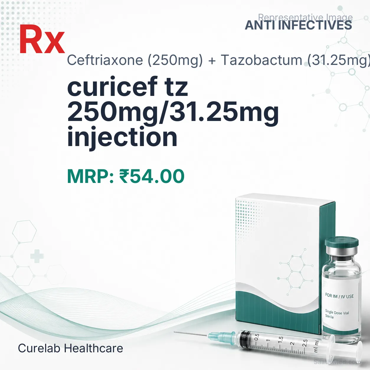 curicef tz 250mg/31.25mg injection Allopathy (Ceftriaxone (250mg)) - Uses in Hindi, Side Effects, Substitutes & Price in India