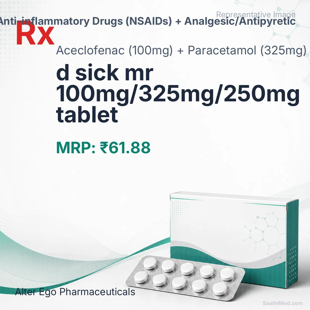 d sick mr 100mg/325mg/250mg tablet Allopathy (Aceclofenac (100mg)) - Uses in Hindi, Side Effects, Substitutes & Price in India