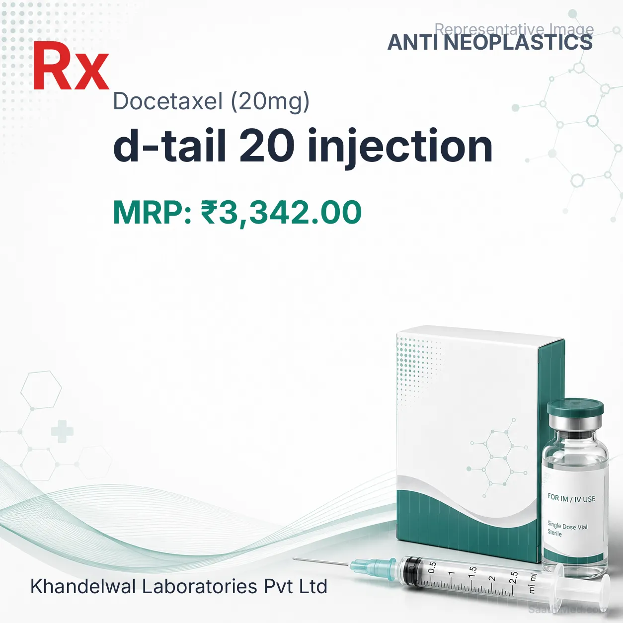 d-tail 20 injection Allopathy (Docetaxel (20mg)) - Uses in Hindi, Side Effects, Substitutes & Price in India