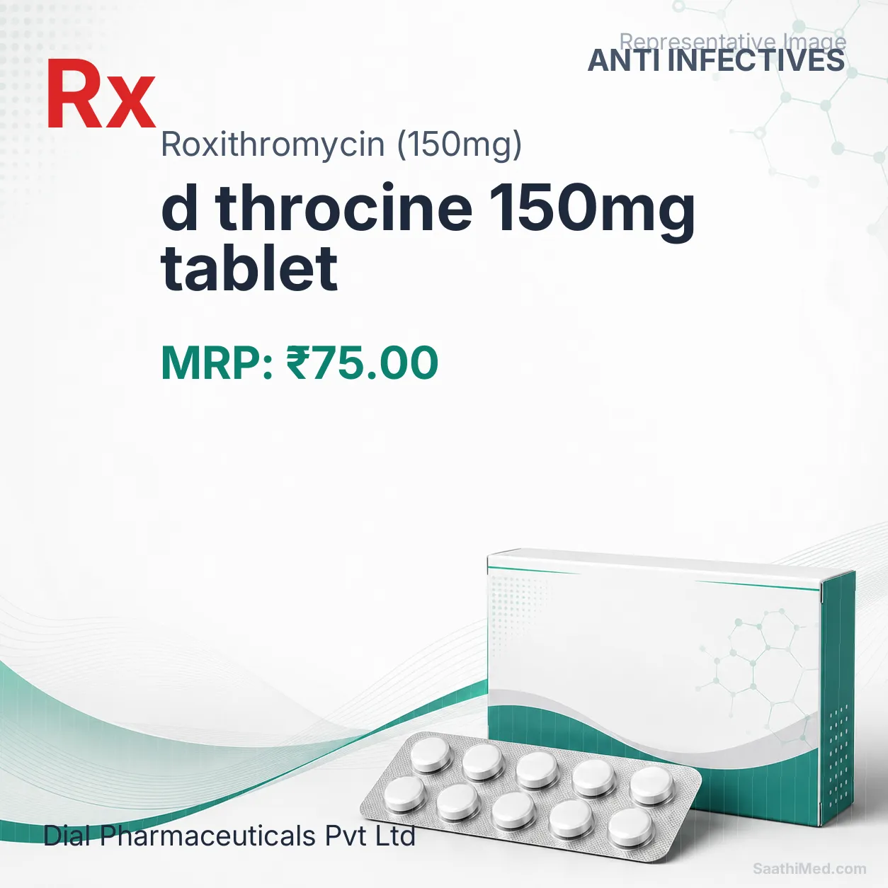 d throcine 150mg tablet Allopathy (Roxithromycin (150mg)) - Uses in Hindi, Side Effects, Substitutes & Price in India