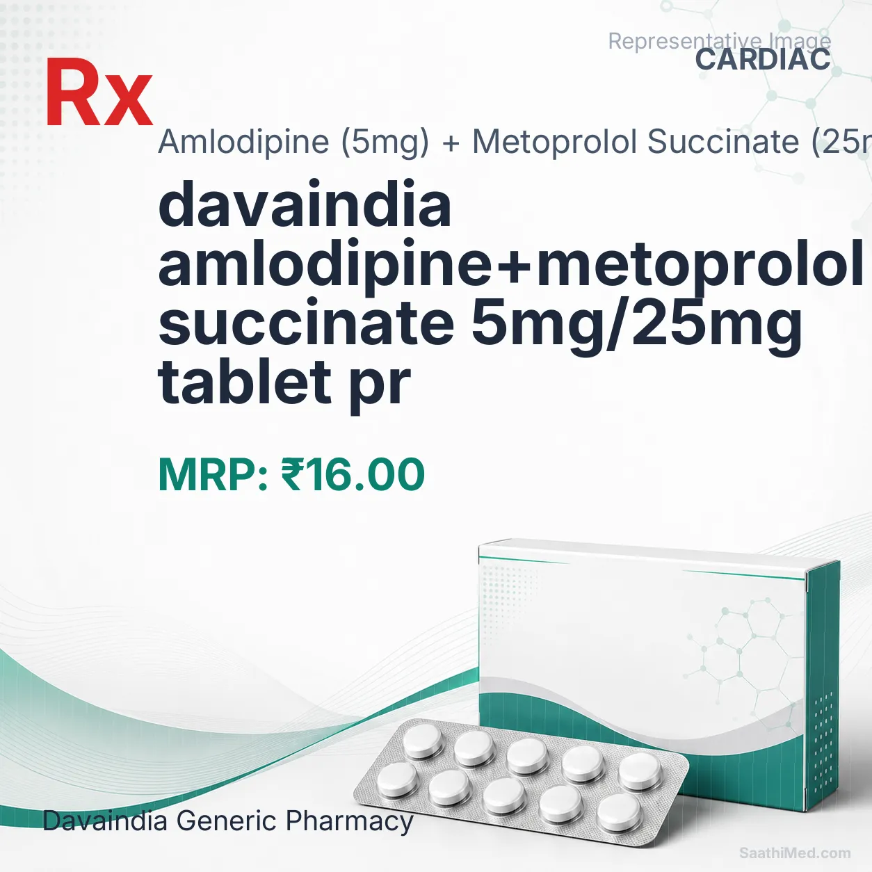 davaindia amlodipine+metoprolol succinate 5mg/25mg tablet pr Allopathy (Amlodipine (5mg)) - Uses in Hindi, Side Effects, Substitutes & Price in India