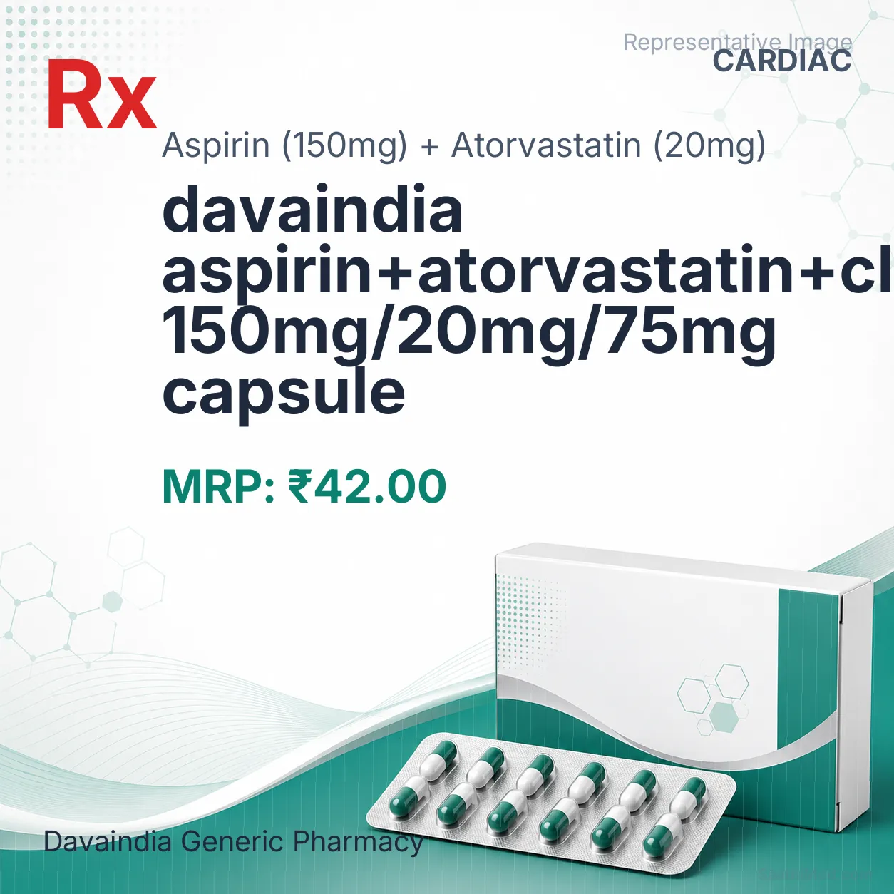 davaindia aspirin+atorvastatin+clopidogrel 150mg/20mg/75mg capsule Allopathy (Aspirin (150mg)) - Uses in Hindi, Side Effects, Substitutes & Price in India