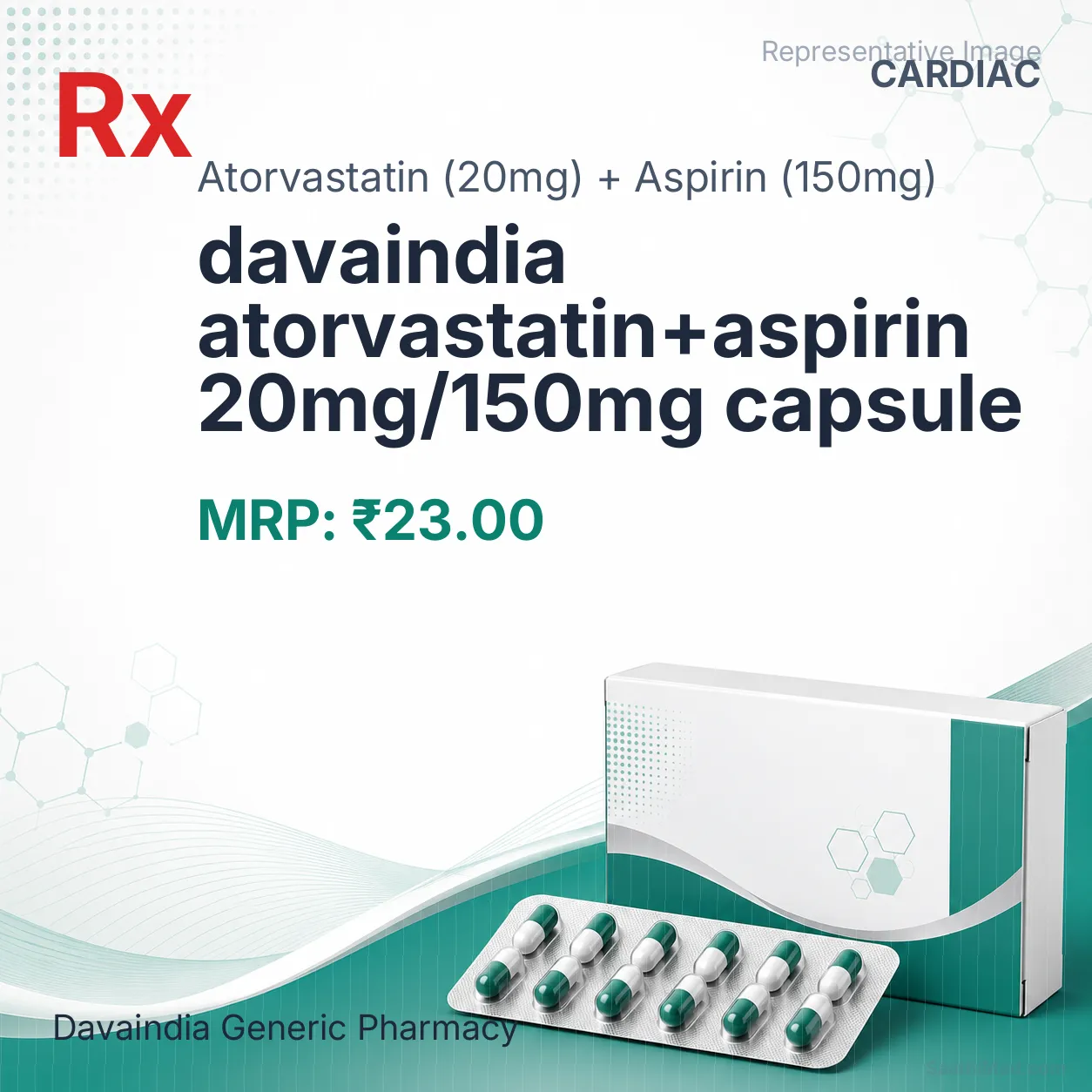 davaindia atorvastatin+aspirin 20mg/150mg capsule Allopathy (Atorvastatin (20mg)) - Uses in Hindi, Side Effects, Substitutes & Price in India