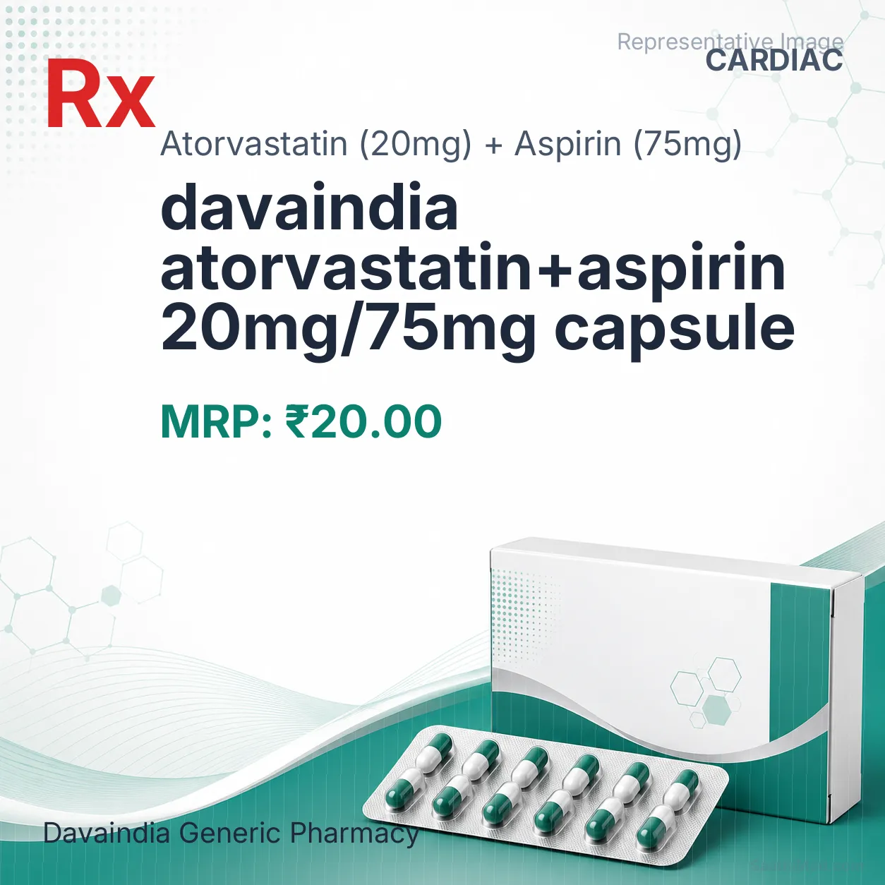 davaindia atorvastatin+aspirin 20mg/75mg capsule Allopathy (Atorvastatin (20mg)) - Uses in Hindi, Side Effects, Substitutes & Price in India