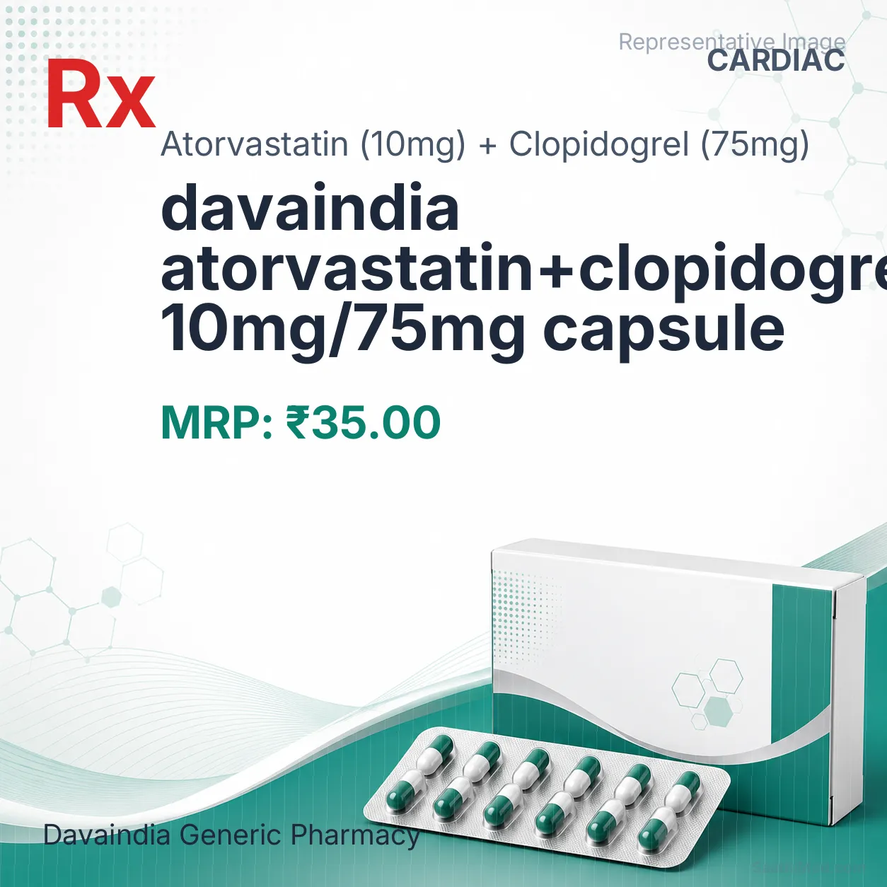 davaindia atorvastatin+clopidogrel 10mg/75mg capsule Allopathy (Atorvastatin (10mg)) - Uses in Hindi, Side Effects, Substitutes & Price in India