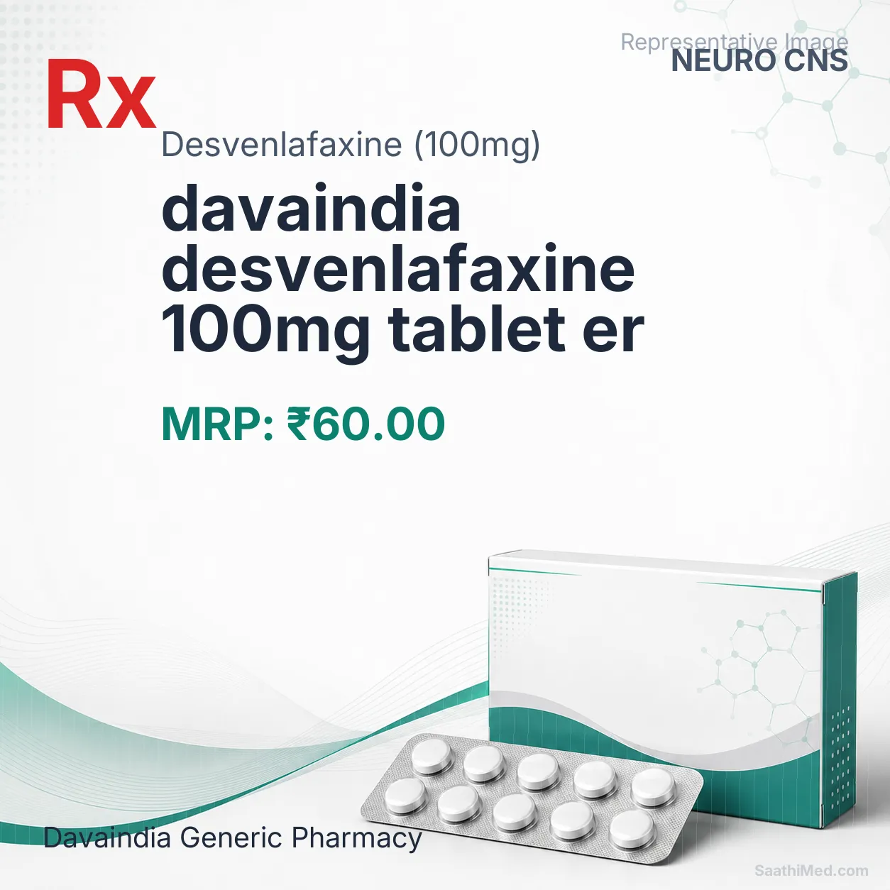 davaindia desvenlafaxine 100mg tablet er Allopathy (Desvenlafaxine (100mg)) - Uses in Hindi, Side Effects, Substitutes & Price in India