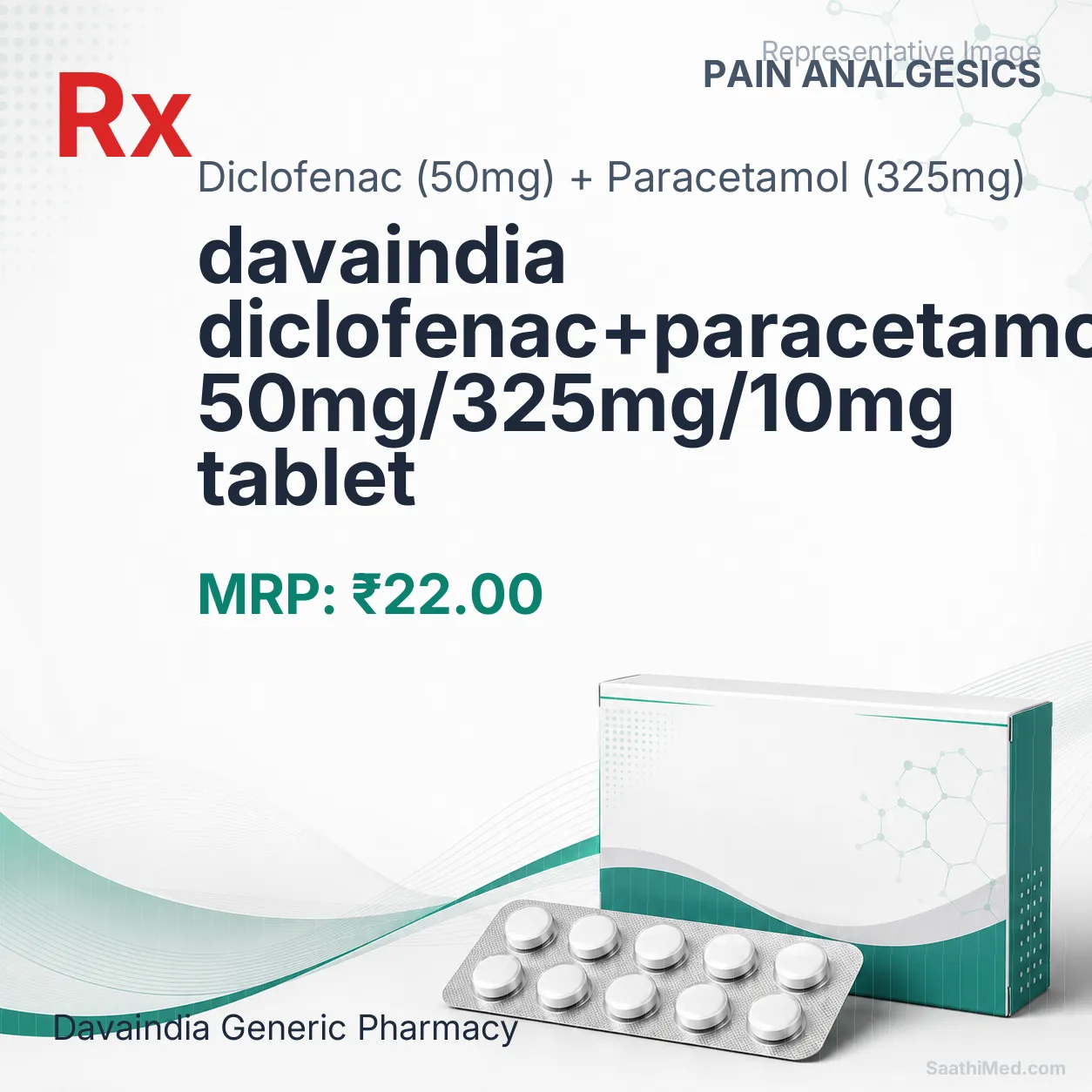 davaindia diclofenac+paracetamol+serratiopeptidase 50mg/325mg/10mg tablet Allopathy (Diclofenac (50mg)) - Uses in Hindi, Side Effects, Substitutes & Price in India