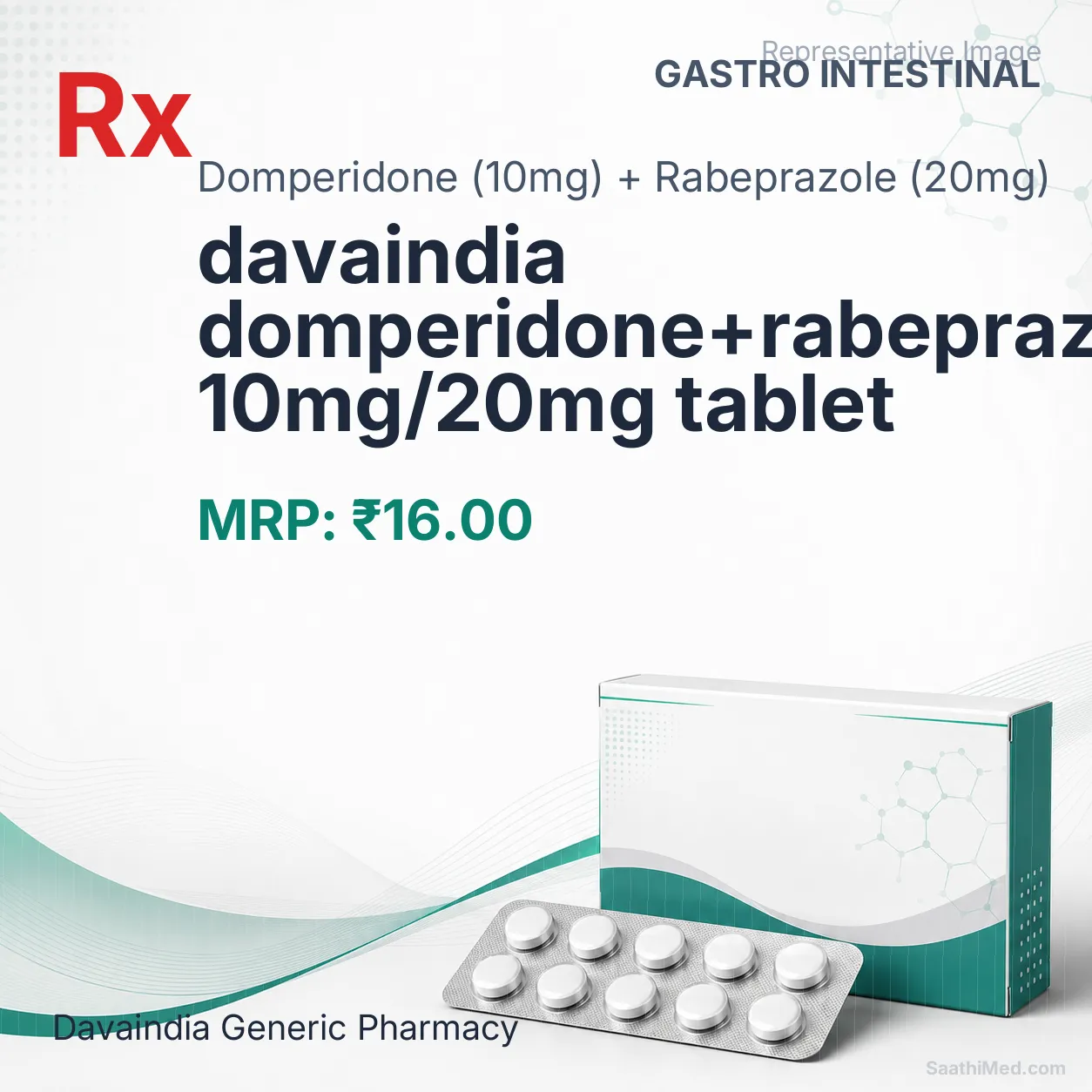 davaindia domperidone+rabeprazole 10mg/20mg tablet Allopathy (Domperidone (10mg)) - Uses in Hindi, Side Effects, Substitutes & Price in India