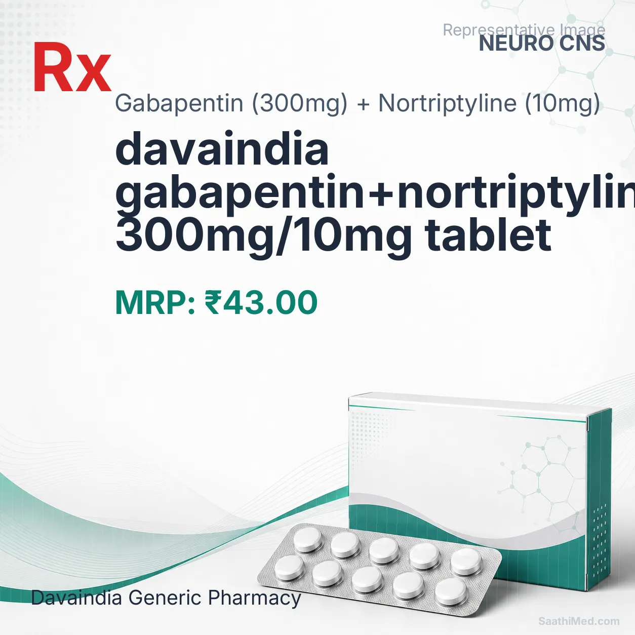 davaindia gabapentin+nortriptyline 300mg/10mg tablet Allopathy (Gabapentin (300mg)) - Uses in Hindi, Side Effects, Substitutes & Price in India