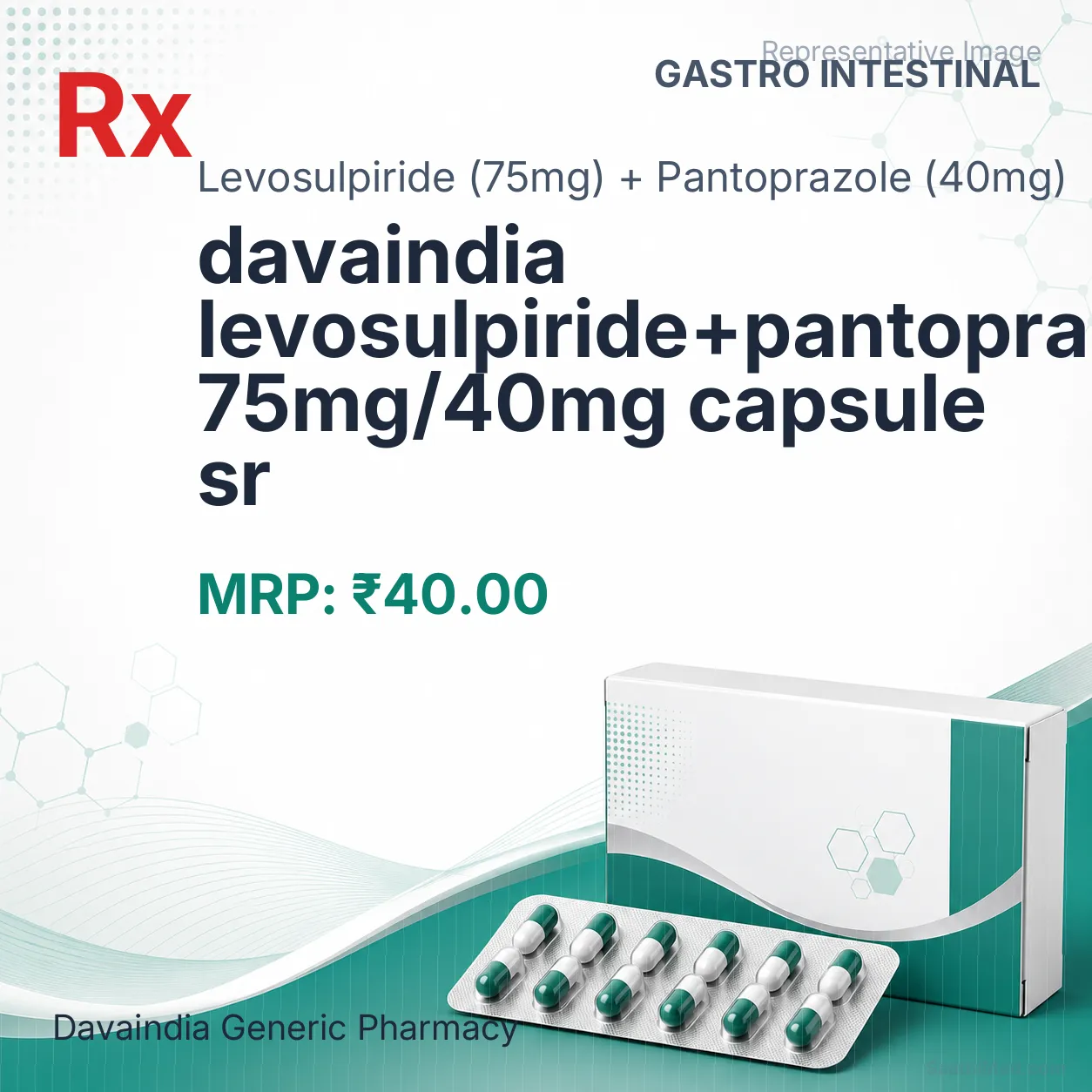 davaindia levosulpiride+pantoprazole 75mg/40mg capsule sr Allopathy (Levosulpiride (75mg)) - Uses in Hindi, Side Effects, Substitutes & Price in India
