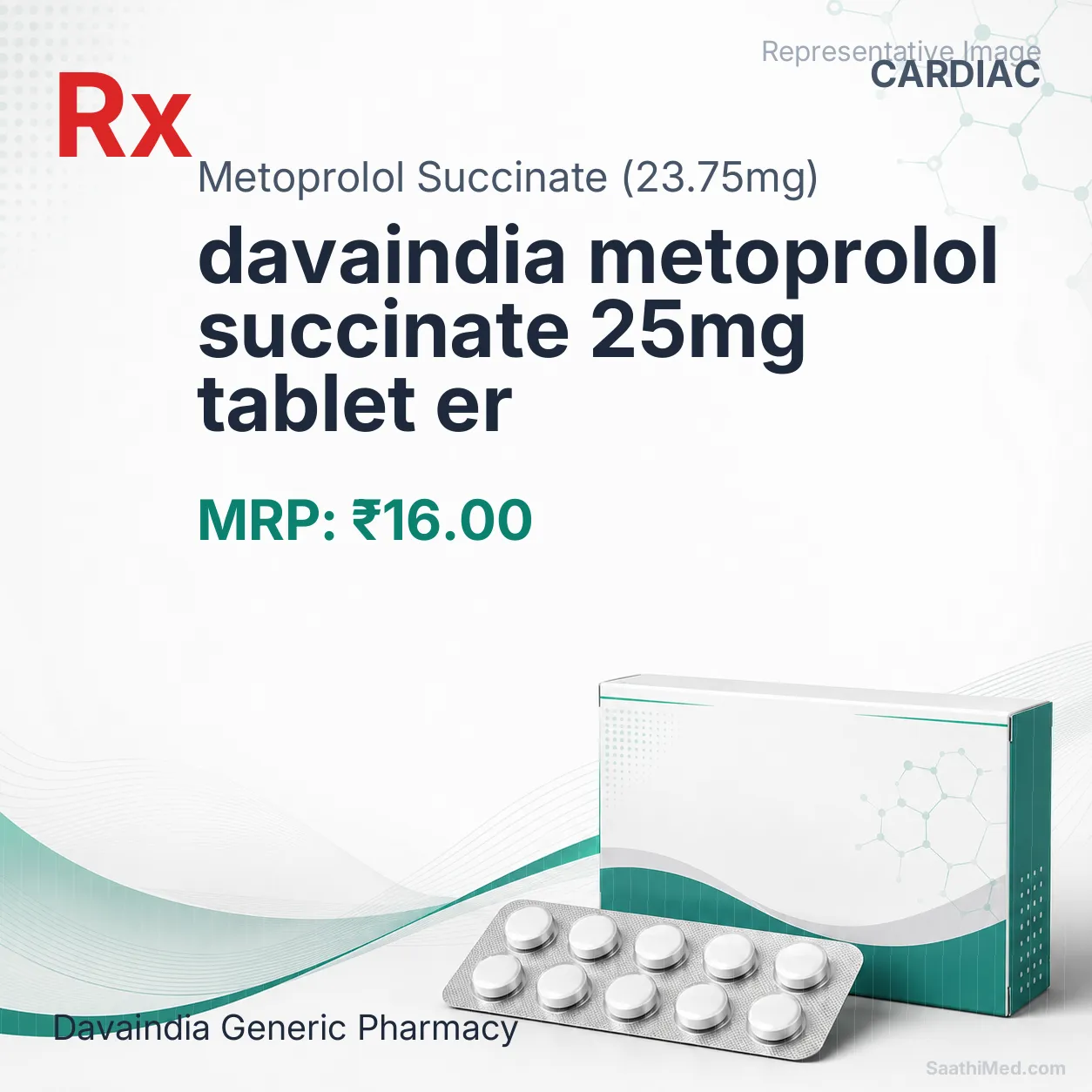davaindia metoprolol succinate 25mg tablet er Allopathy (Metoprolol Succinate (23.75mg)) - Uses in Hindi, Side Effects, Substitutes & Price in India