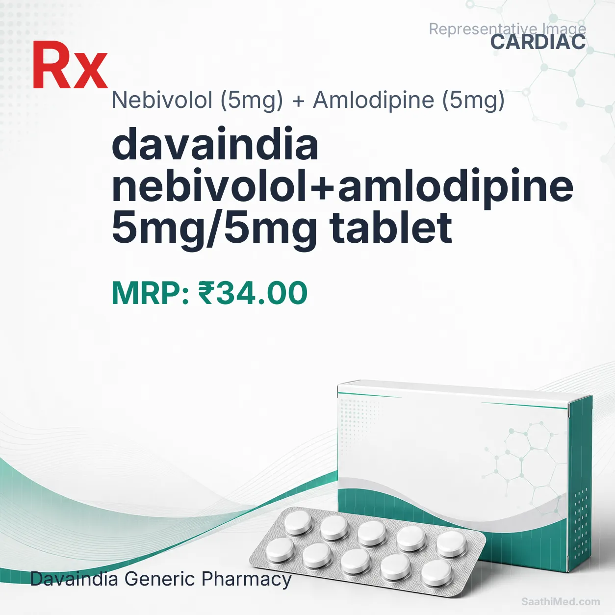 davaindia nebivolol+amlodipine 5mg/5mg tablet Allopathy (Nebivolol (5mg)) - Uses in Hindi, Side Effects, Substitutes & Price in India