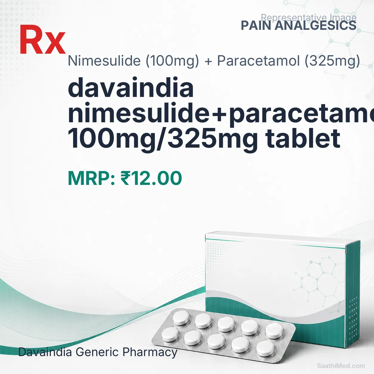 davaindia nimesulide+paracetamol 100mg/325mg tablet Allopathy (Nimesulide (100mg)) - Uses in Hindi, Side Effects, Substitutes & Price in India
