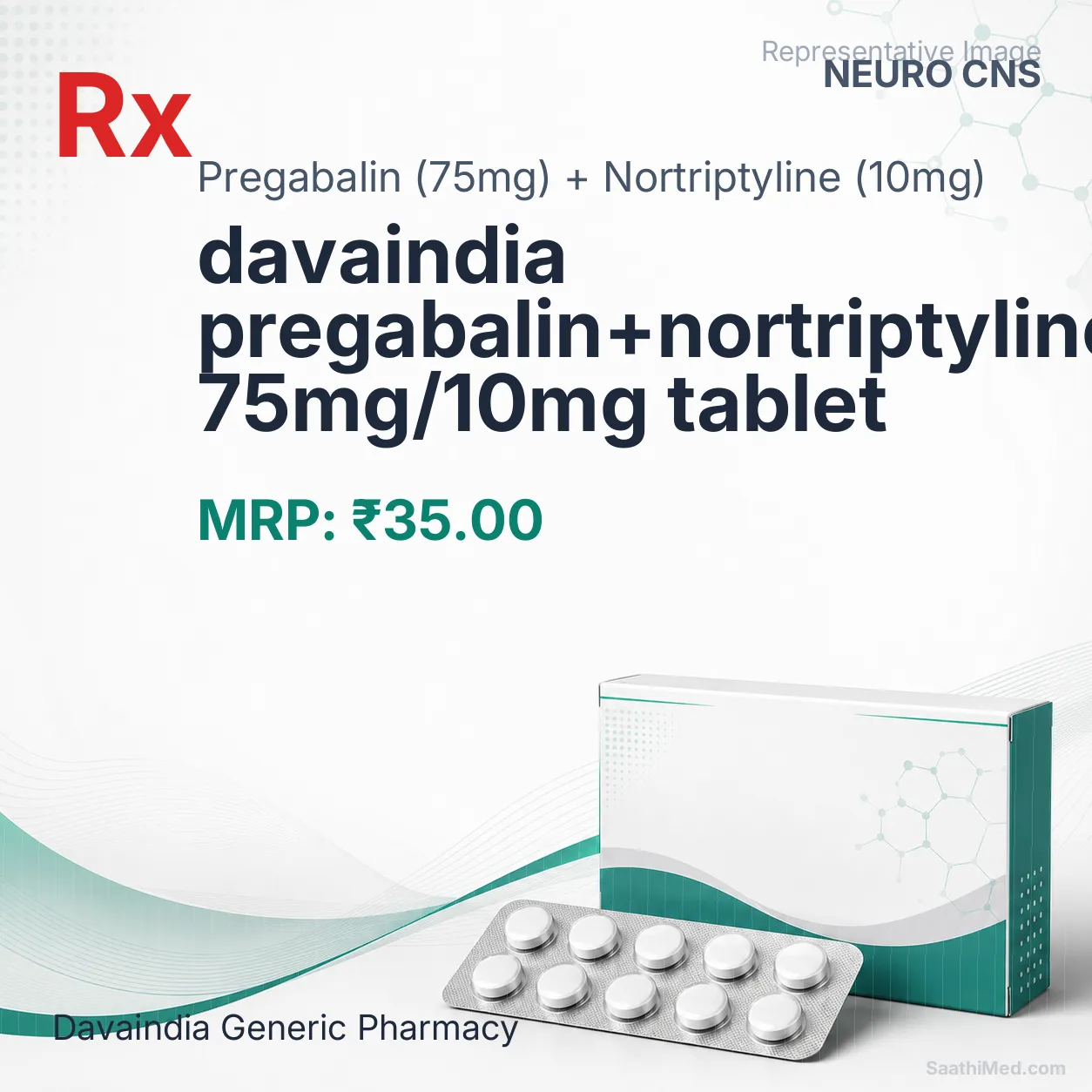 davaindia pregabalin+nortriptyline 75mg/10mg tablet Allopathy (Pregabalin (75mg)) - Uses in Hindi, Side Effects, Substitutes & Price in India