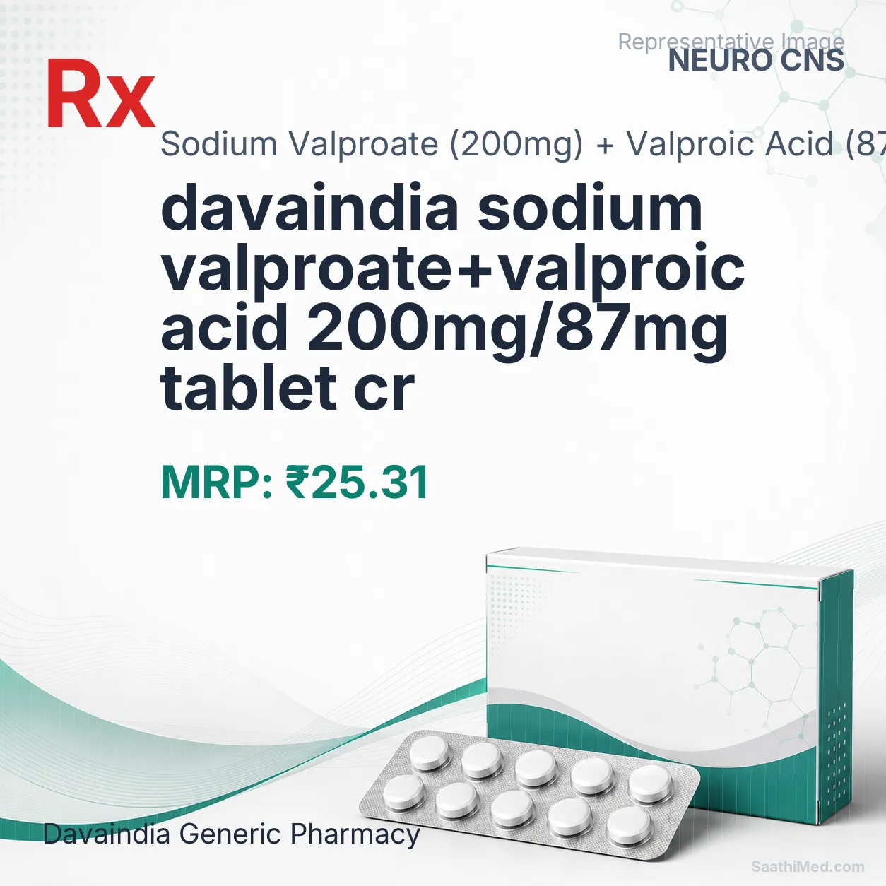 davaindia sodium valproate+valproic acid 200mg/87mg tablet cr Allopathy (Sodium Valproate (200mg)) - Uses in Hindi, Side Effects, Substitutes & Price in India