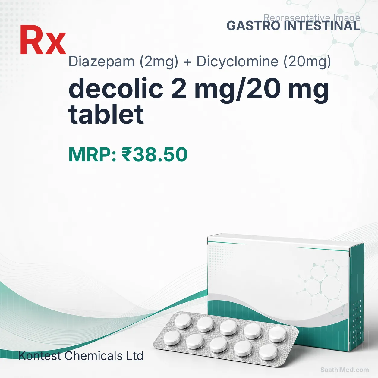 decolic 2 mg/20 mg tablet Allopathy (Diazepam (2mg)) - Uses in Hindi, Side Effects, Substitutes & Price in India