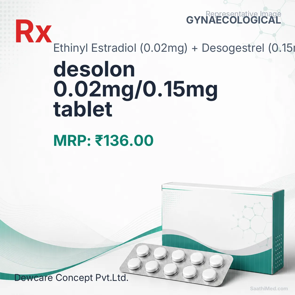 desolon 0.02mg/0.15mg tablet Allopathy (Ethinyl Estradiol (0.02mg)) - Uses in Hindi, Side Effects, Substitutes & Price in India