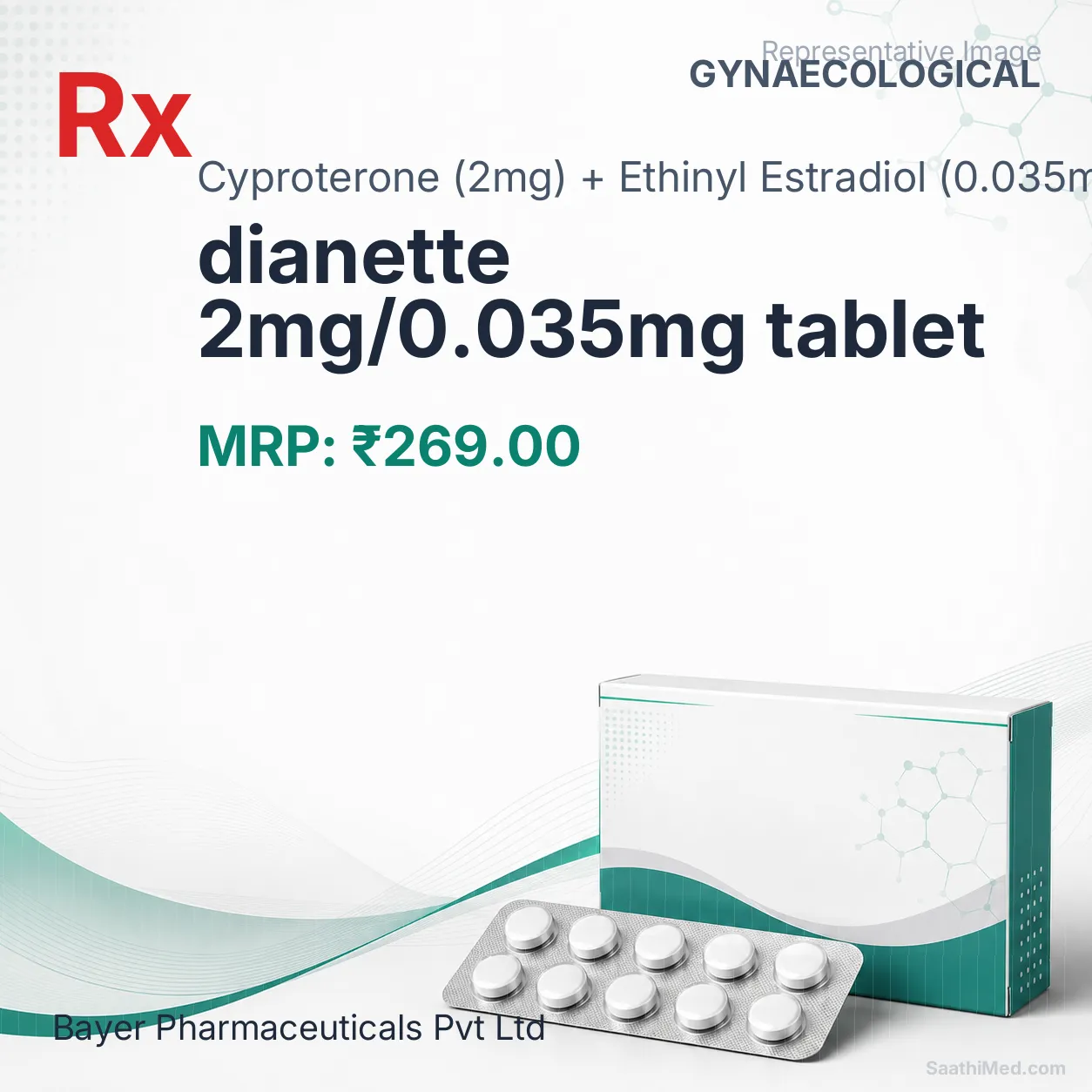 dianette 2mg/0.035mg tablet Allopathy (Cyproterone (2mg)) - Uses in Hindi, Side Effects, Substitutes & Price in India
