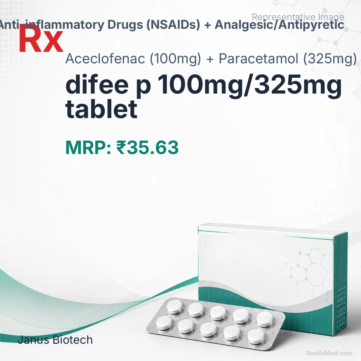 difee p 100mg/325mg tablet Allopathy (Aceclofenac (100mg)) - Uses in Hindi, Side Effects, Substitutes & Price in India