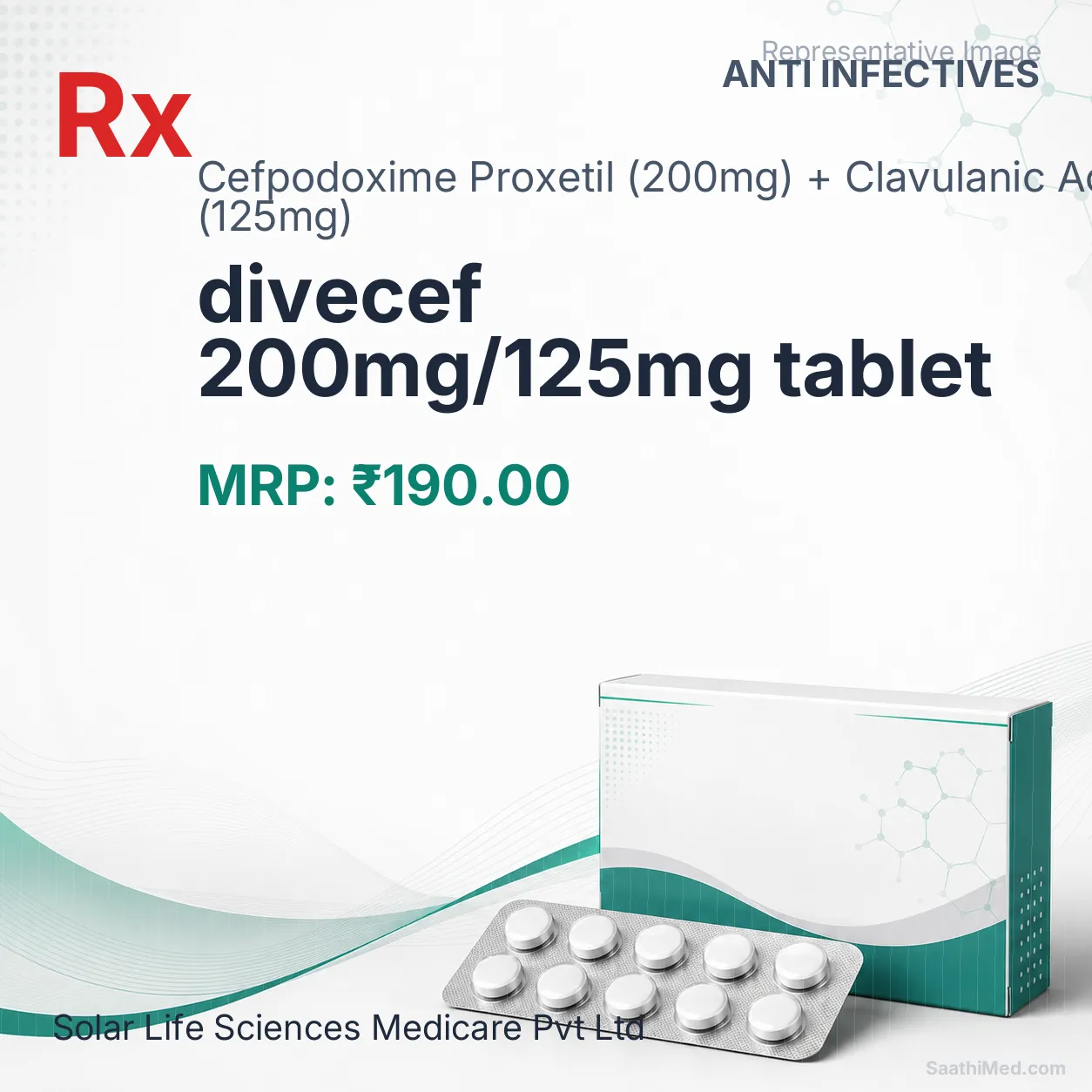 divecef 200mg/125mg tablet Allopathy (Cefpodoxime Proxetil (200mg)) - Uses in Hindi, Side Effects, Substitutes & Price in India