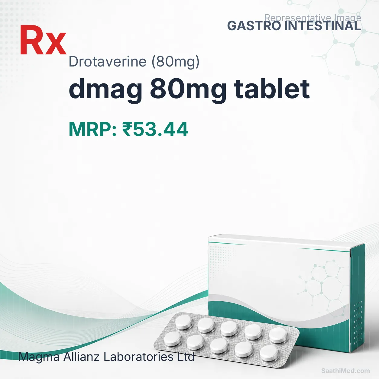 dmag 80mg tablet Allopathy (Drotaverine (80mg)) - Uses in Hindi, Side Effects, Substitutes & Price in India