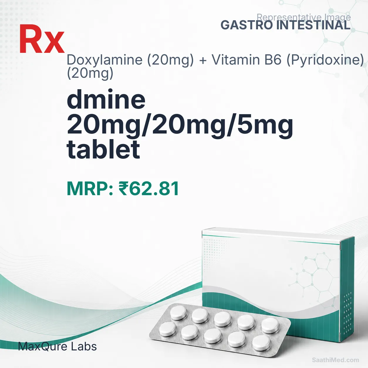 dmine 20mg/20mg/5mg tablet Allopathy (Doxylamine (20mg)) - Uses in Hindi, Side Effects, Substitutes & Price in India