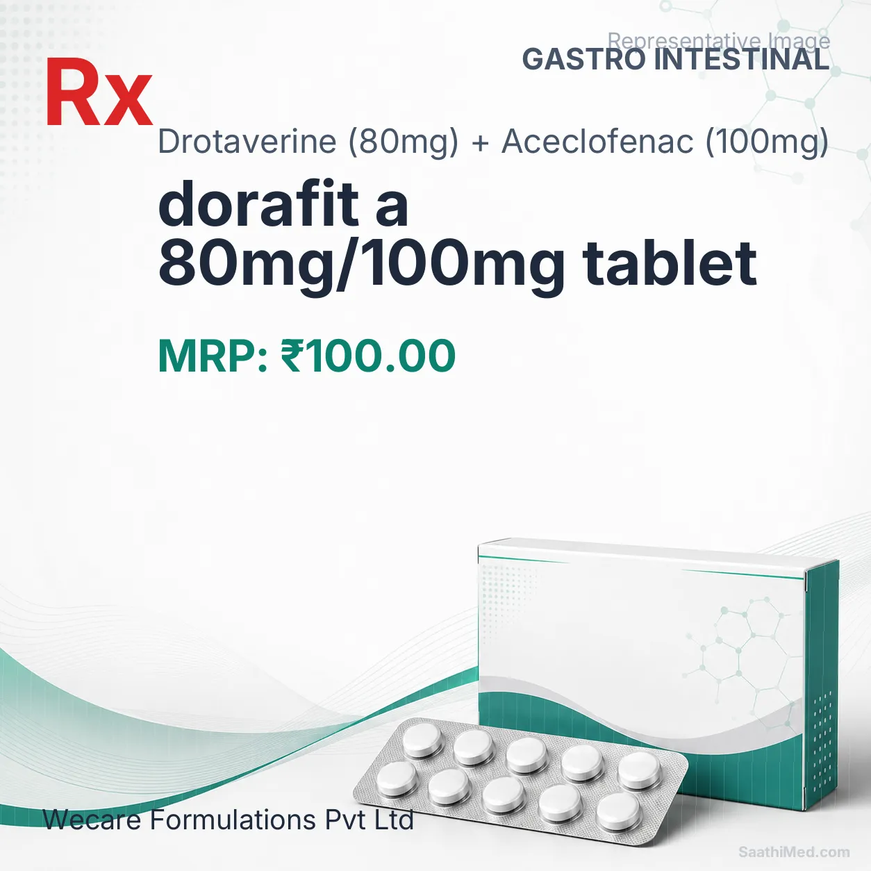 dorafit a 80mg/100mg tablet Allopathy (Drotaverine (80mg)) - Uses in Hindi, Side Effects, Substitutes & Price in India